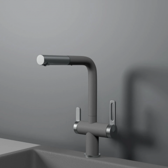 Смеситель для кухни GRANULA GR-8170 алюминиум с выдвижным изливом